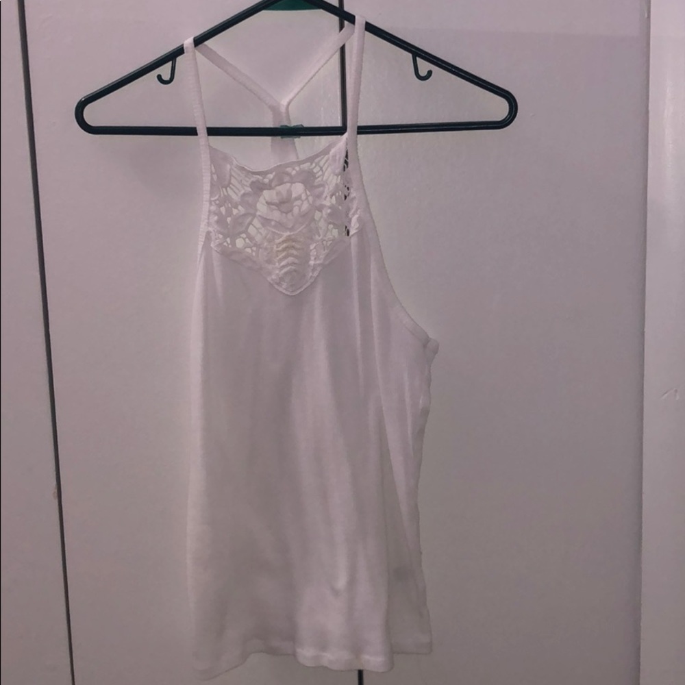 White Cropped Floral Tank